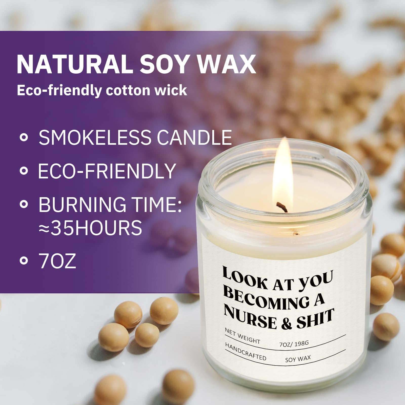 Craftique Nurse Candle with cotton wick delivering a steady, even burn.