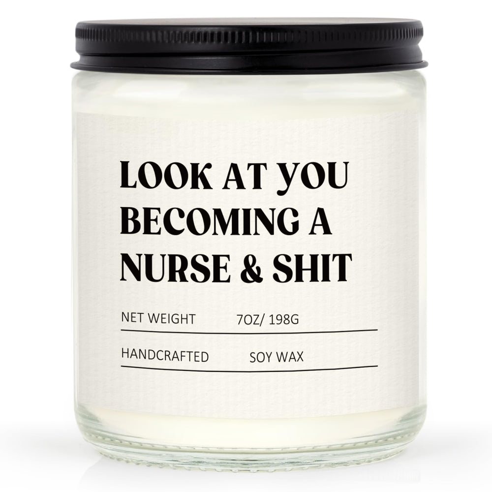 Craftique Nurse Candle with funny quote label, a playful gift for nurses.