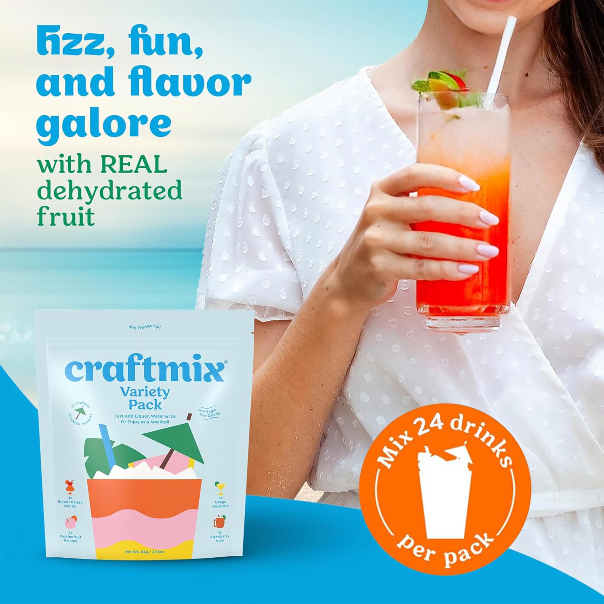 Craftmix Mango Margarita packet delivering tropical sweetness for cocktails.