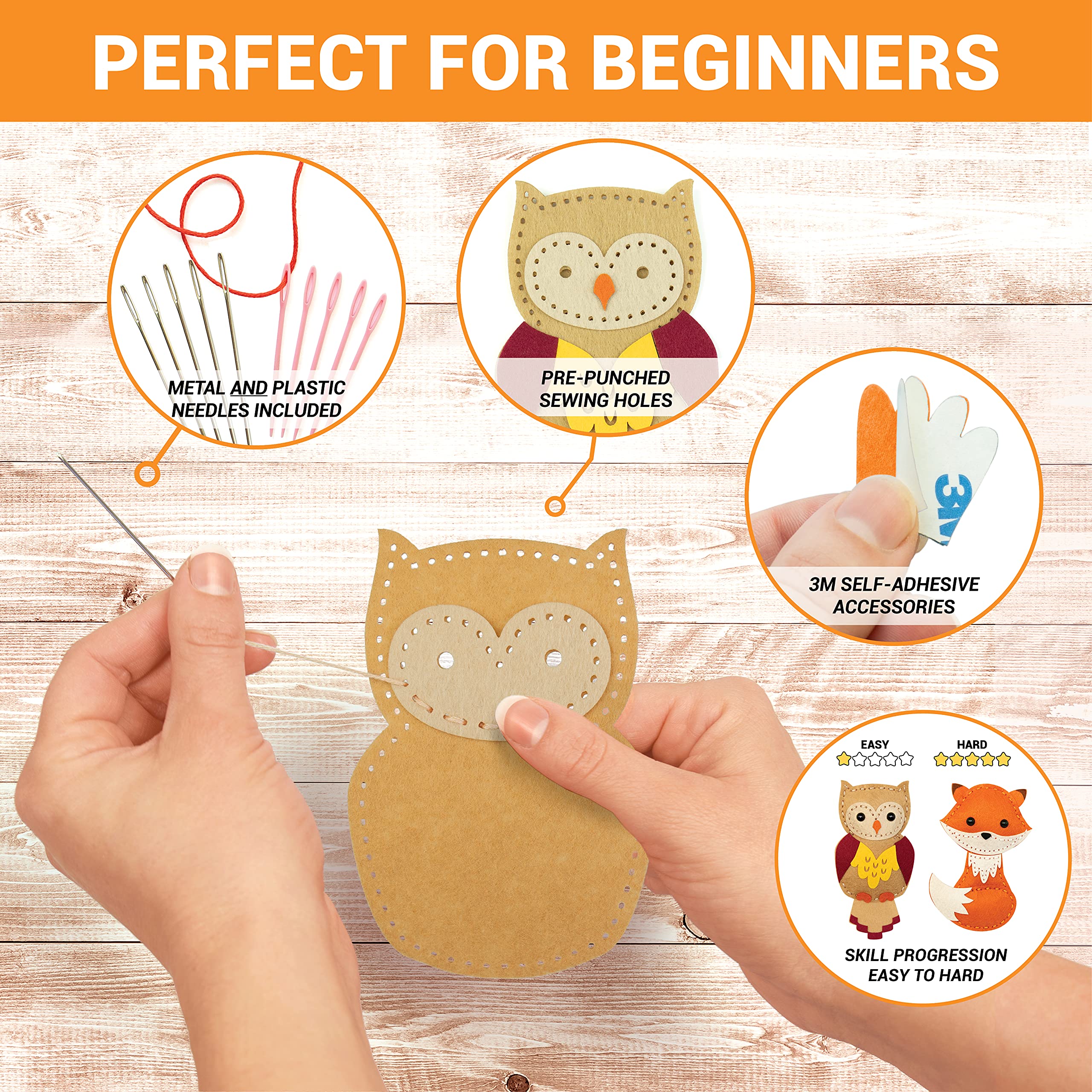 Craftorama Sewing Kit for Kids craft-eyes-and-parts adds expressive animals to creations.