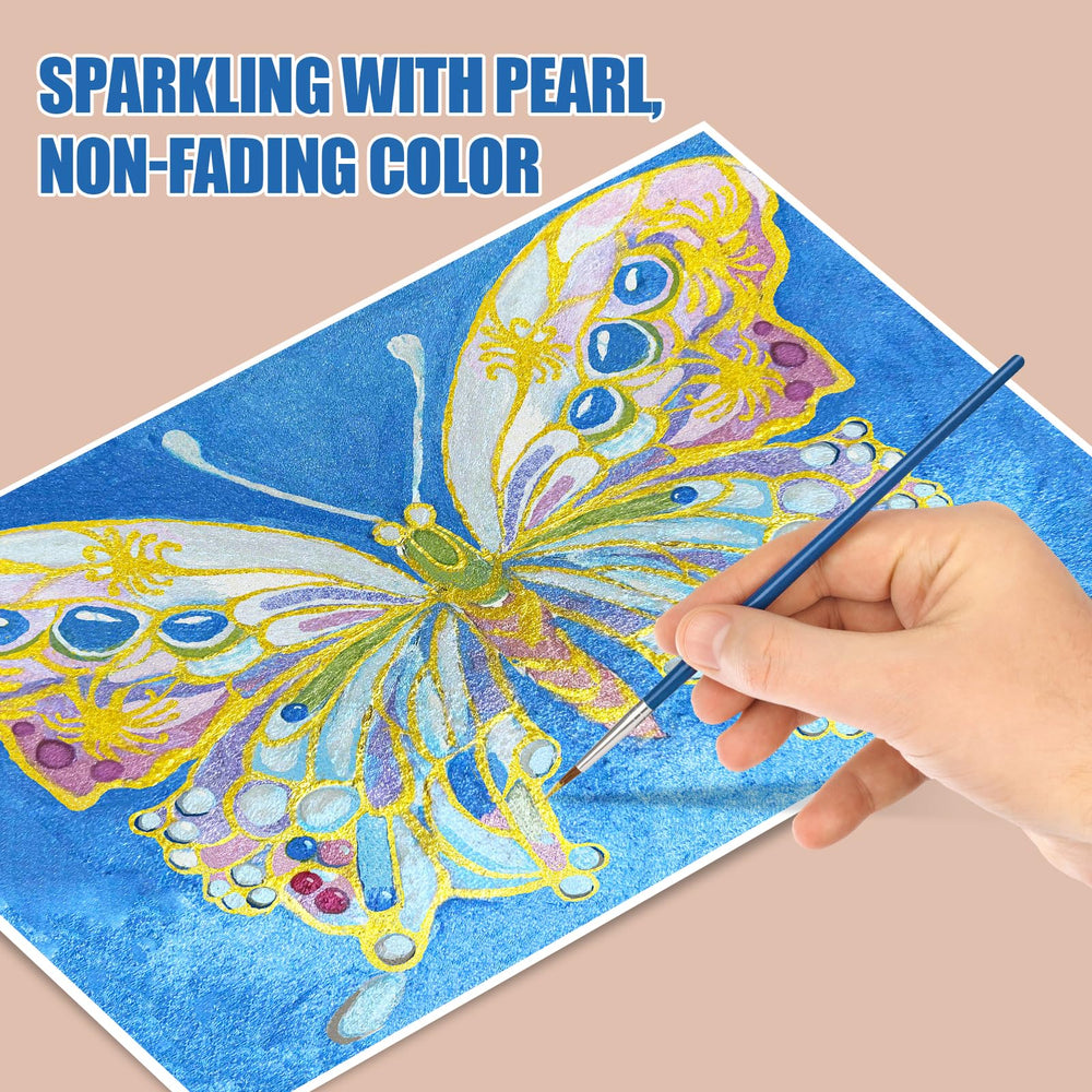 CraftyManor Glitter Paint on paper shows buildable transparent to strong effects.