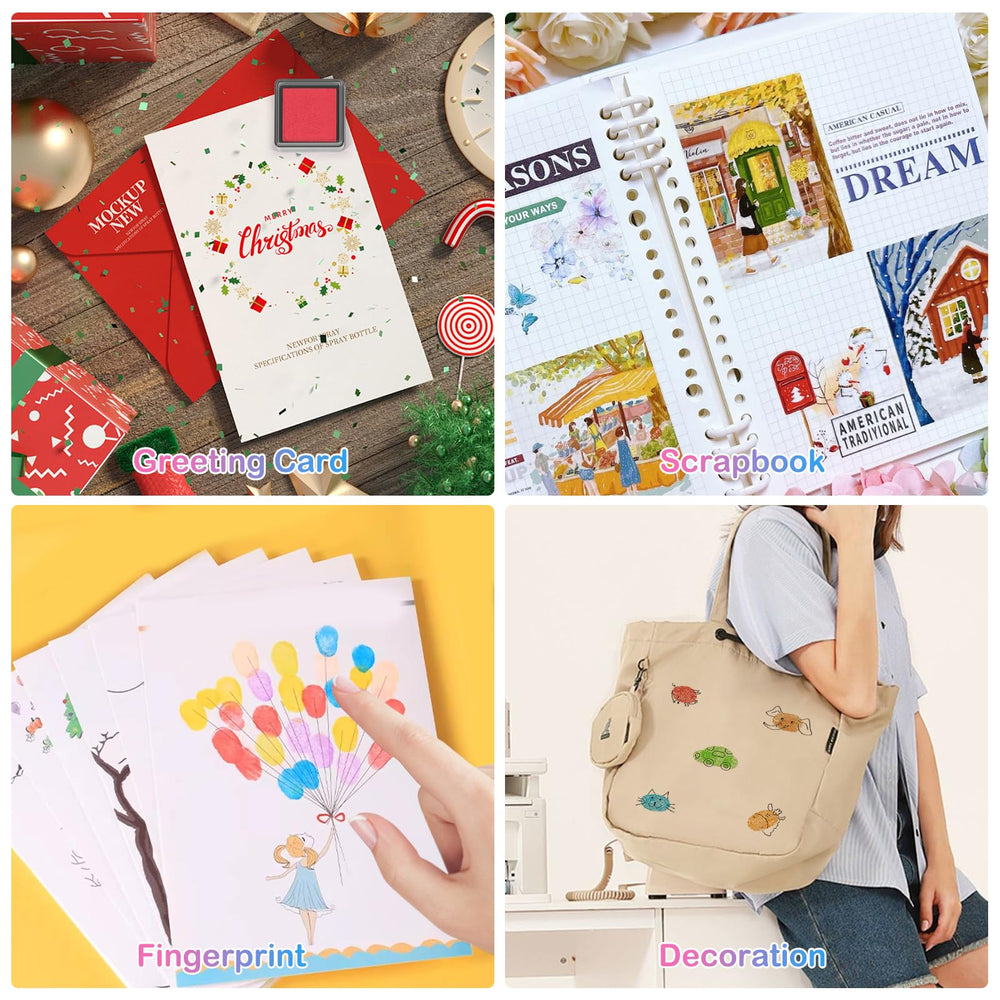CraftyManor ink stamps on fabric and wood for durable marks.
