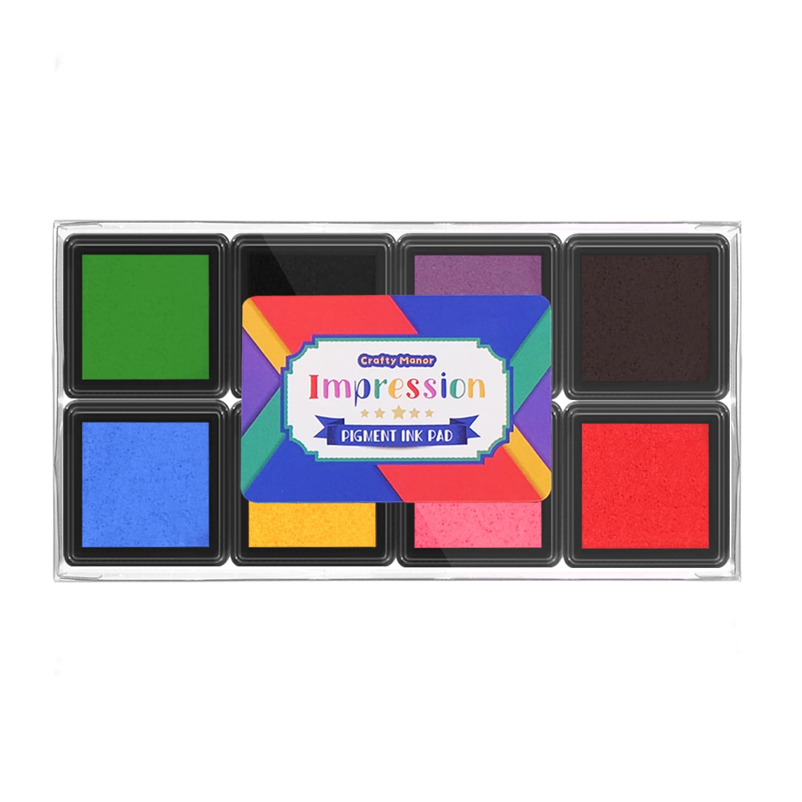 CraftyManor mini 8-color pigment ink pad set for vibrant stamps and crisp images.