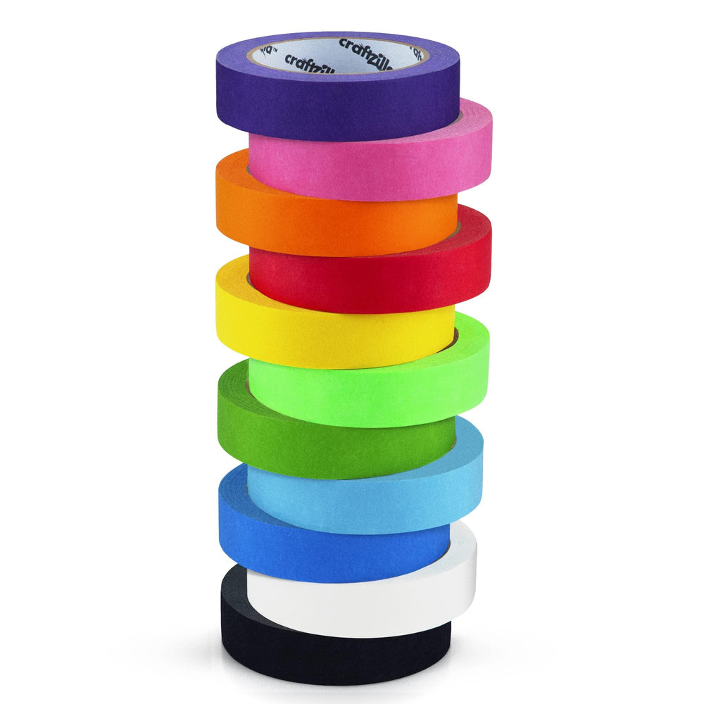 Craftzilla colored masking tape: 11-roll set in vibrant colors for arts, crafts, and labeling.