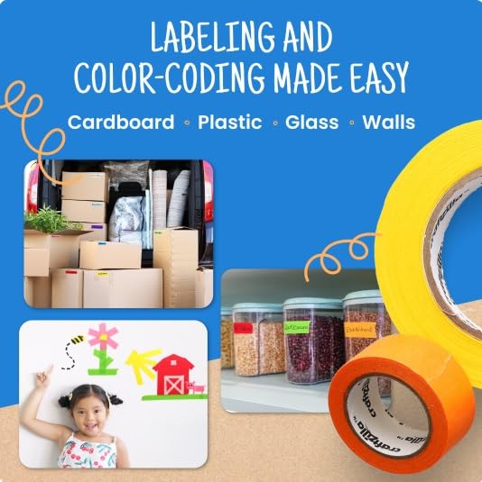 Craftzilla labeling tape used to color-code folders and jars.