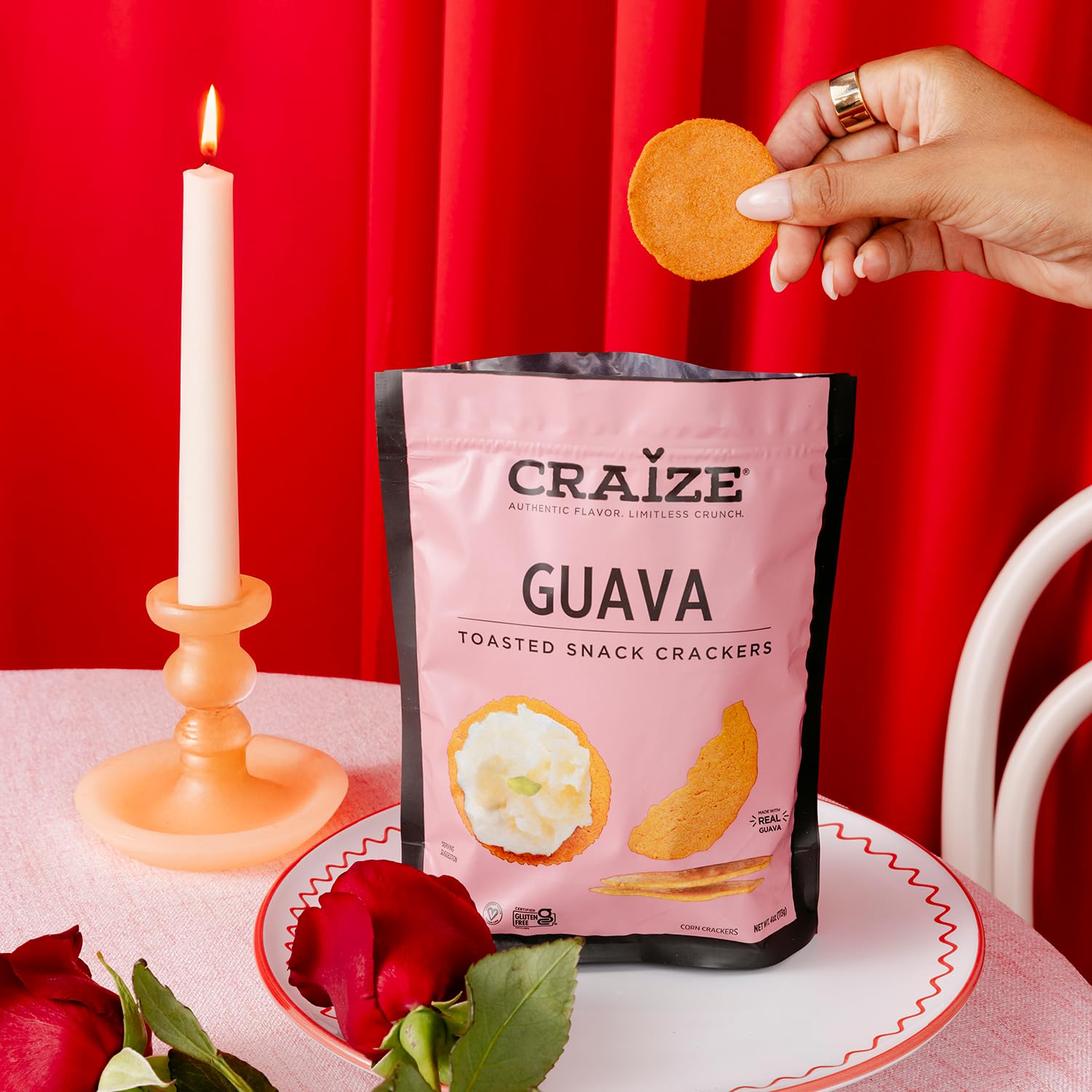 Craize Guava Crisps as a gluten-free vegan option.