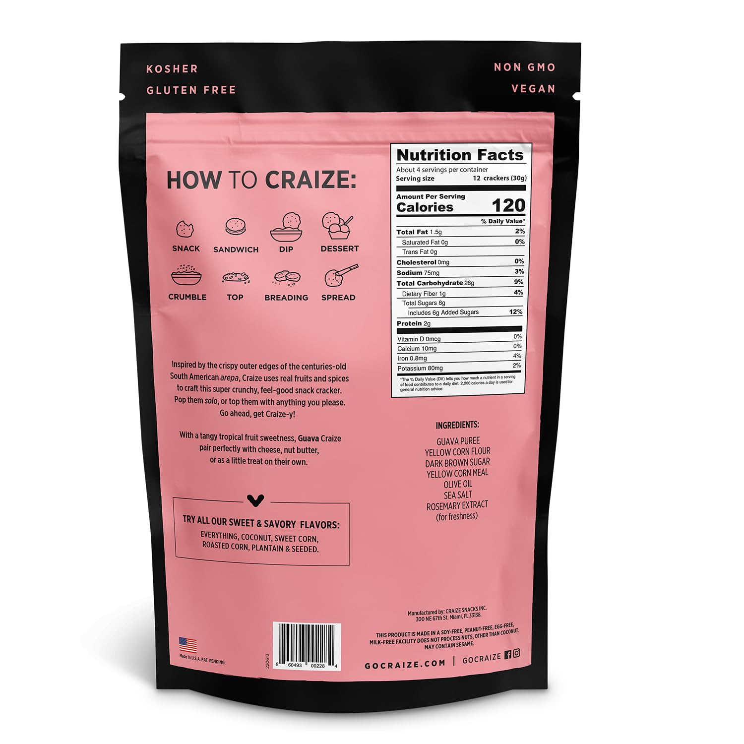 Craize Guava Crisps on cheese board for pairing.