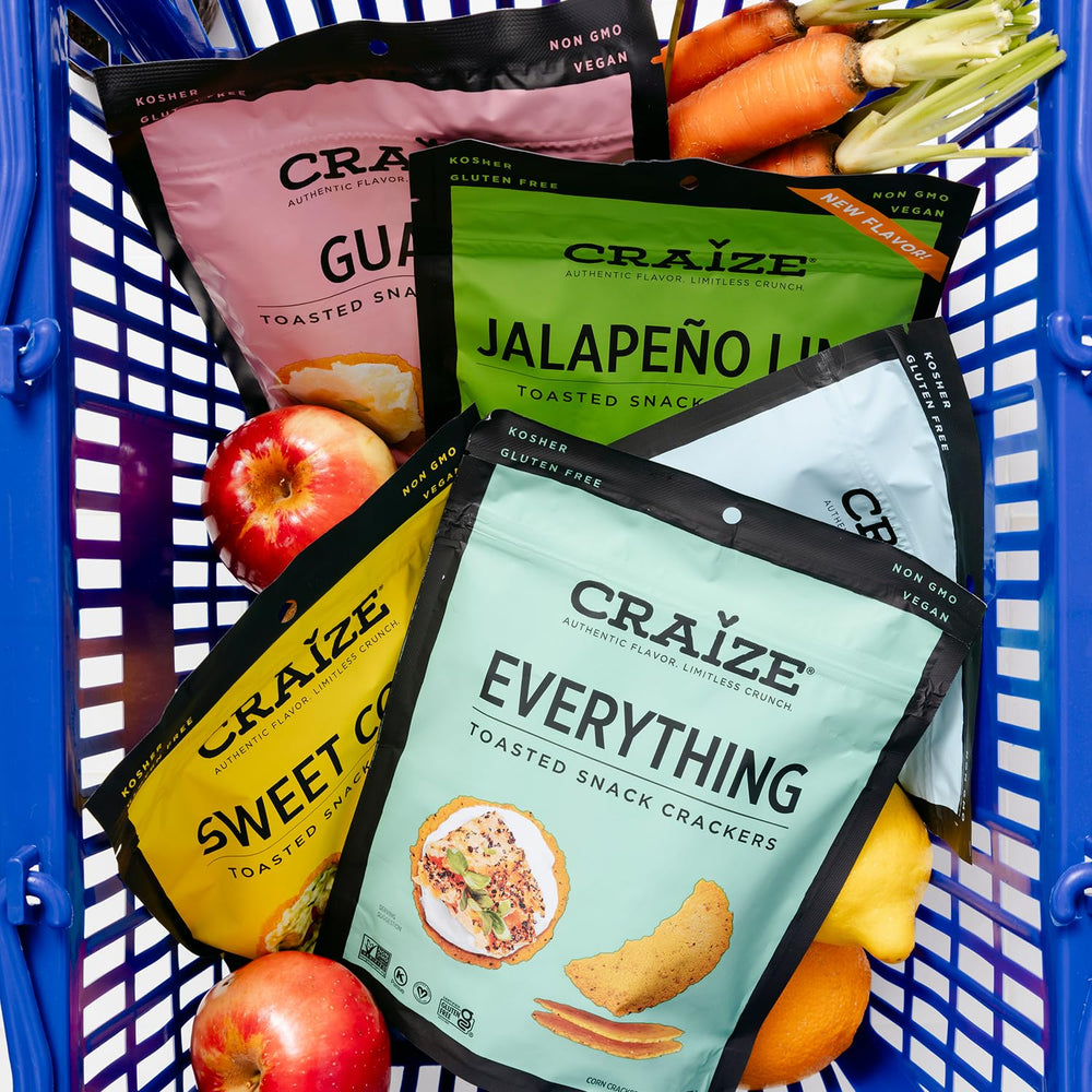 Craize Guava Crisps travel-friendly snack in a bag.