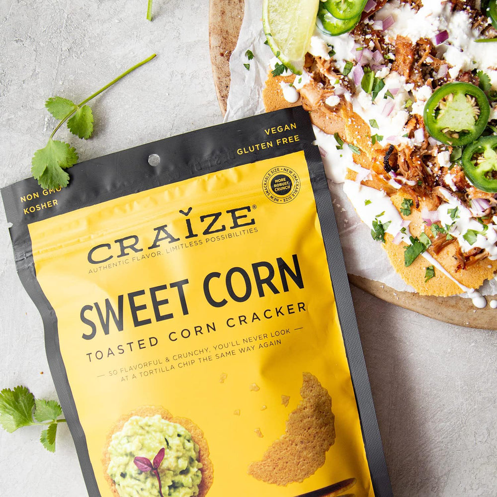 Craize Sweet Corn Crisps sprinkled on vanilla ice cream for a twist