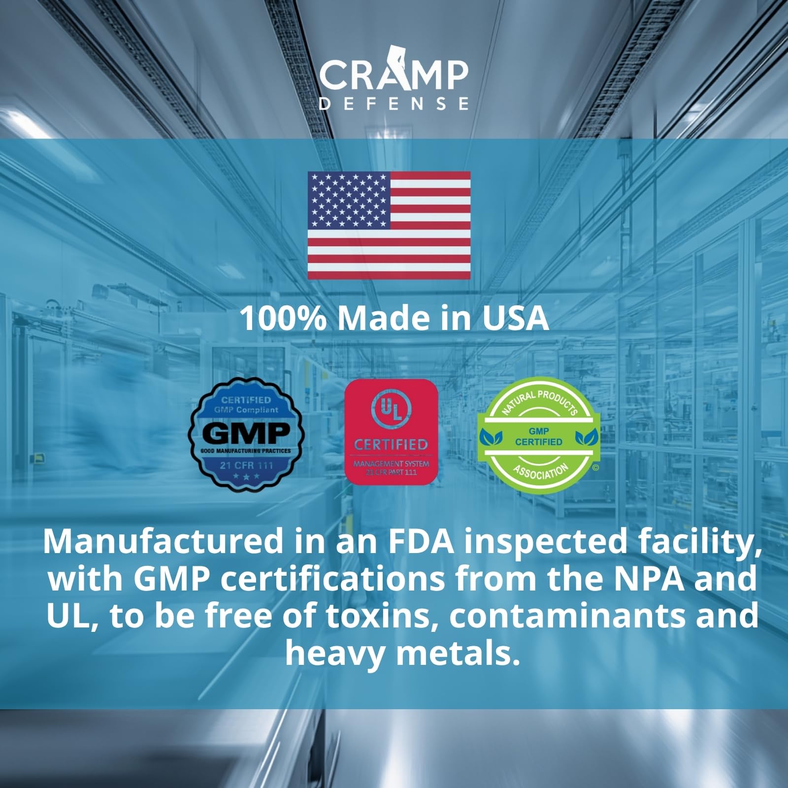 Cramp Defense American-made badge signals quality manufacturing.