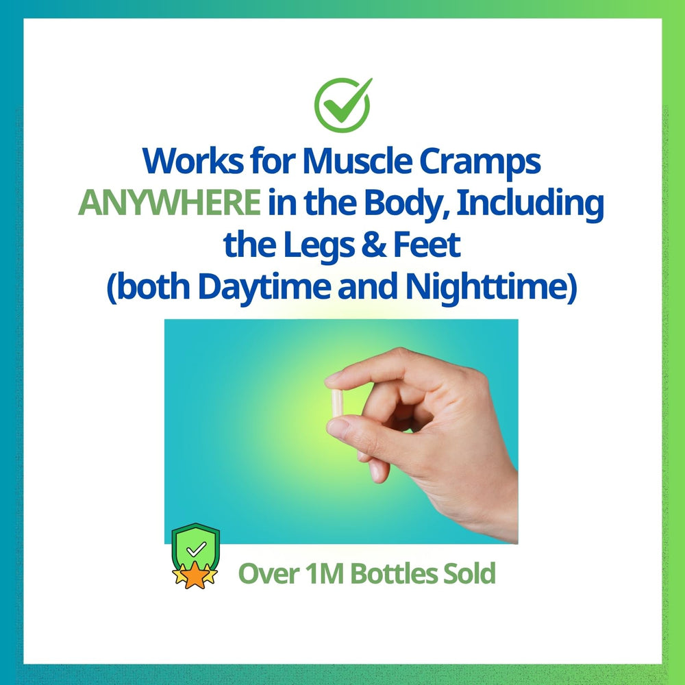 Cramp Defense bottle side view, non-laxative, high-absorption formula.