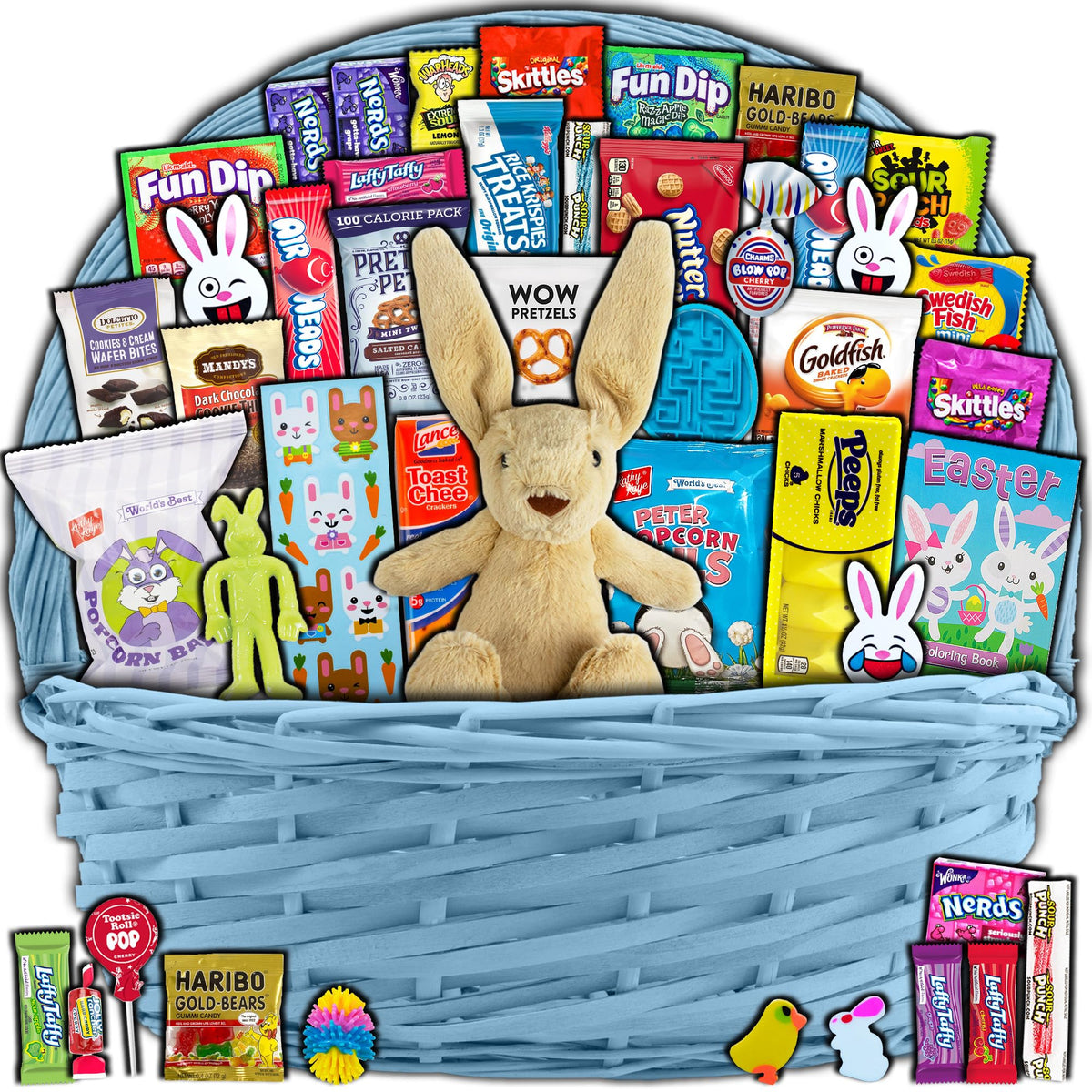 CRAVEBOX Blue Easter Basket contents displayed for easy gifting and family sharing.