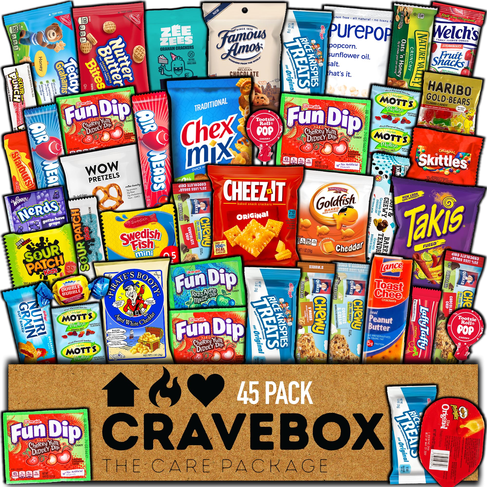 CRAVEBOX variety snacks 45-count box opened for sharing at the office.