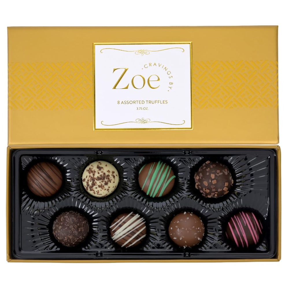 CRAVINGS BY ZOE truffles closeup amaretto highlighting premium flavor.