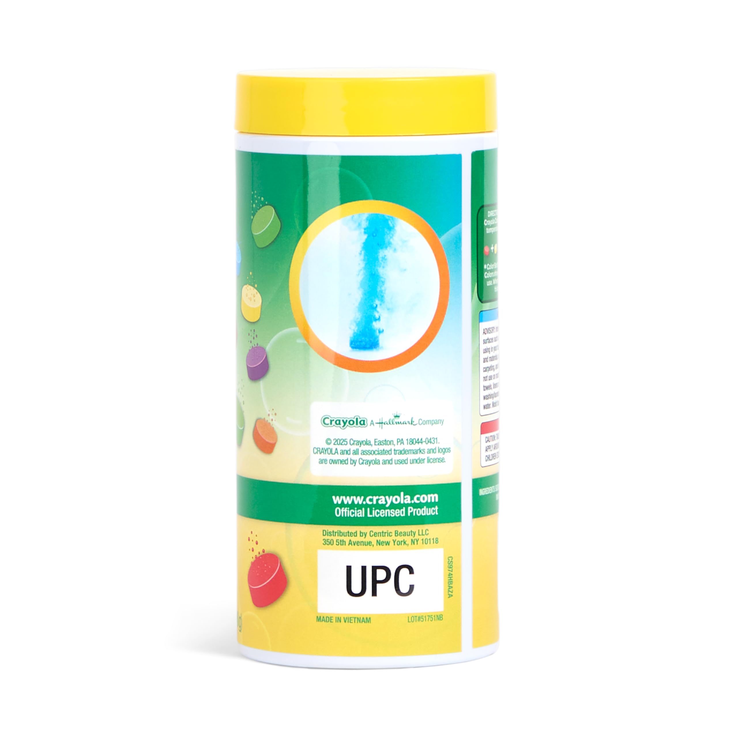 Crayola Bath Dropz tablet fizzing water adds safe color without fragrance