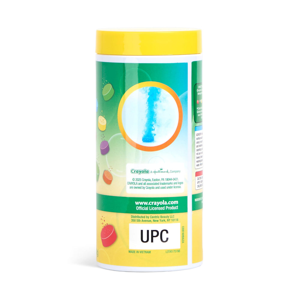 Crayola Bath Dropz tablet fizzing water adds safe color without fragrance