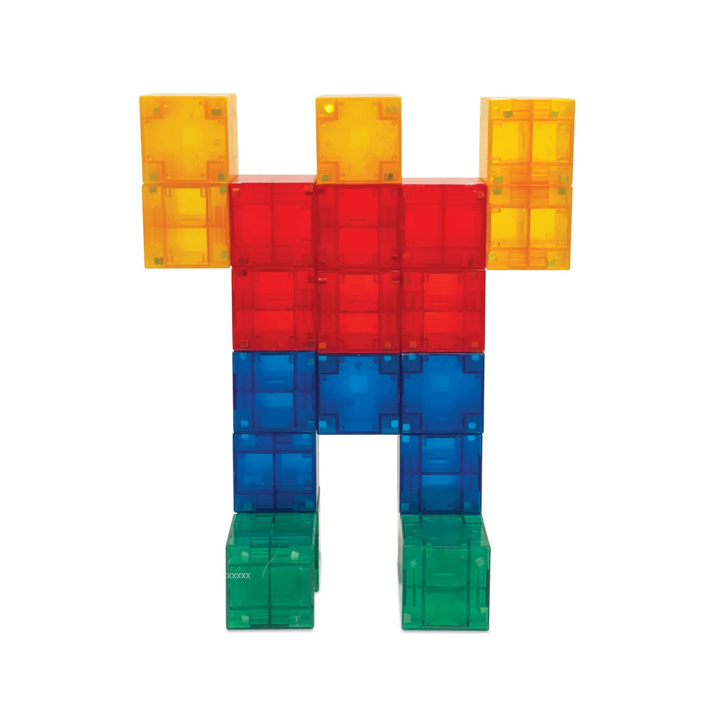 Crayola Bold PIP Cubes tower and vehicle builds showcase open-ended learning in action.