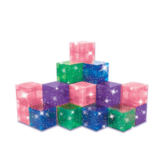 Crayola Glitter PIP Cubes magnetic connections showcase endless building possibilities