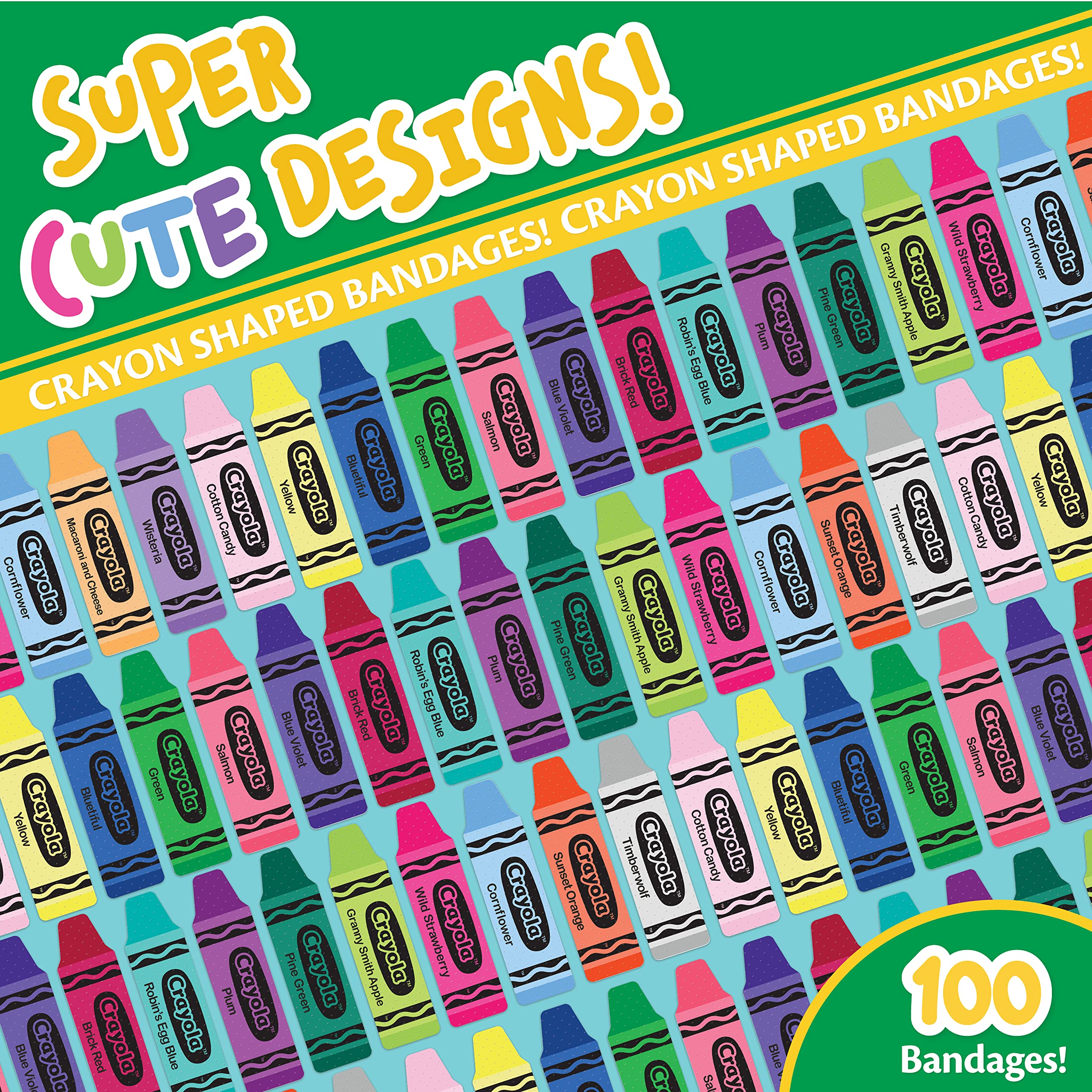 Crayola shaped bandages adhesive close-up showing secure backing.