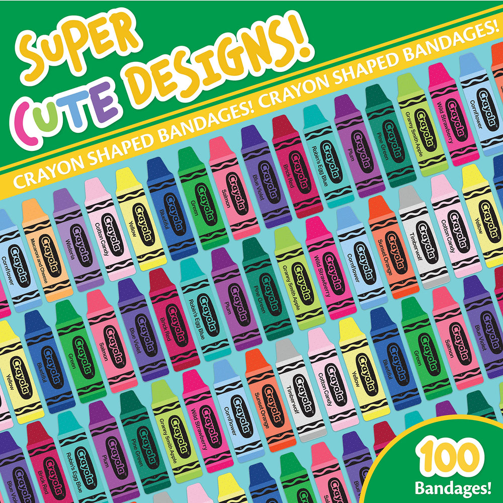Crayola shaped bandages adhesive close-up showing secure backing.