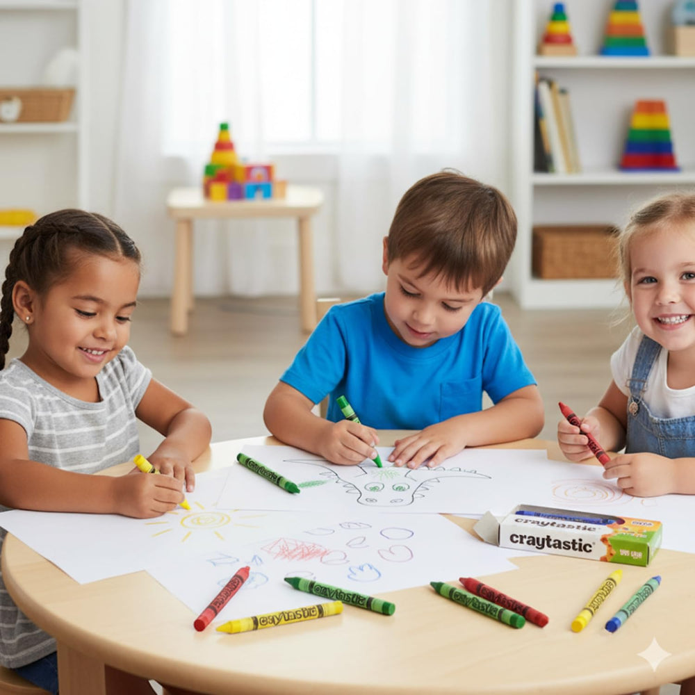 Craytastic classroom use supports color-based learning and creativity.
