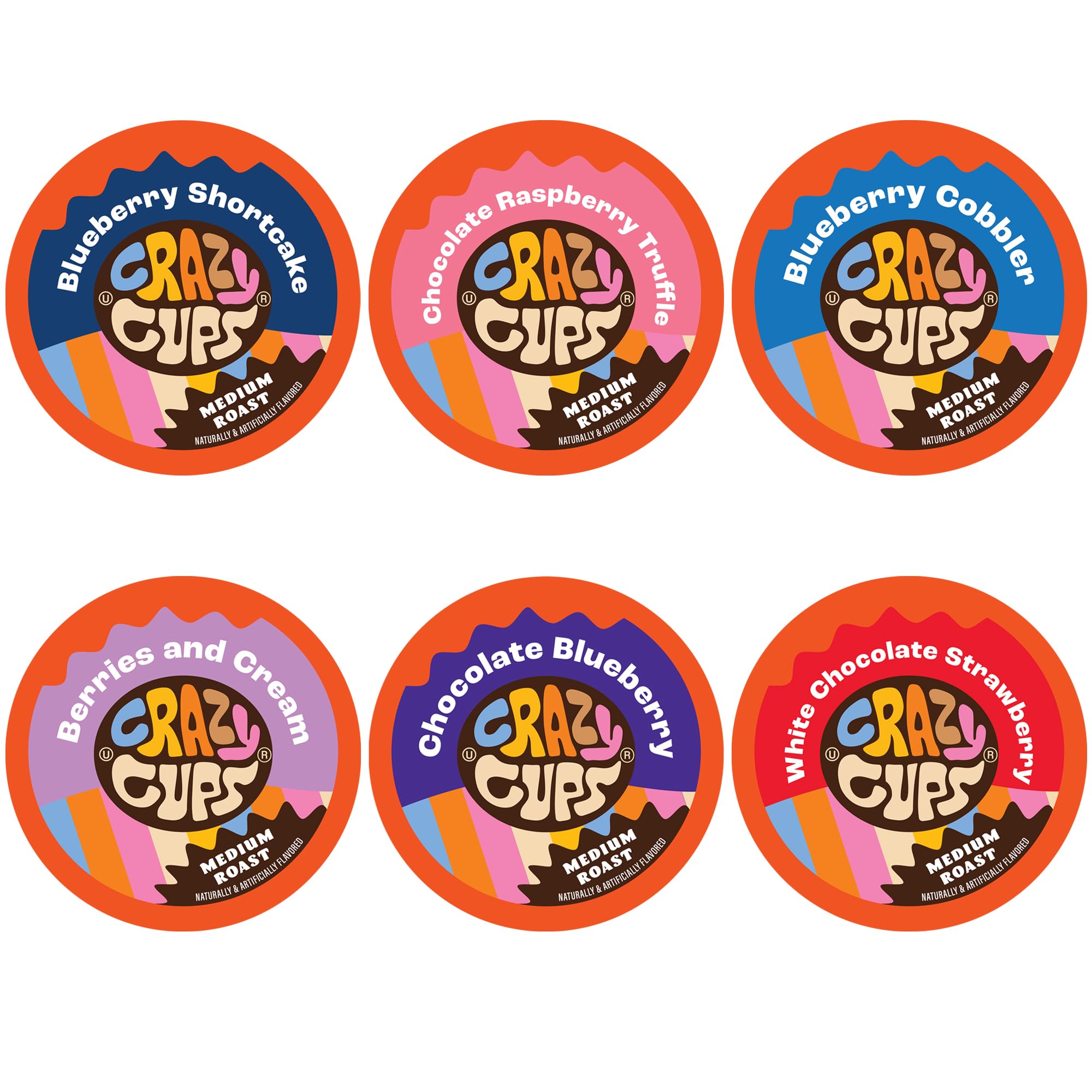 Crazy Cups blueberry coffee pods variety pack display for a quick, berry-forward morning ritual.