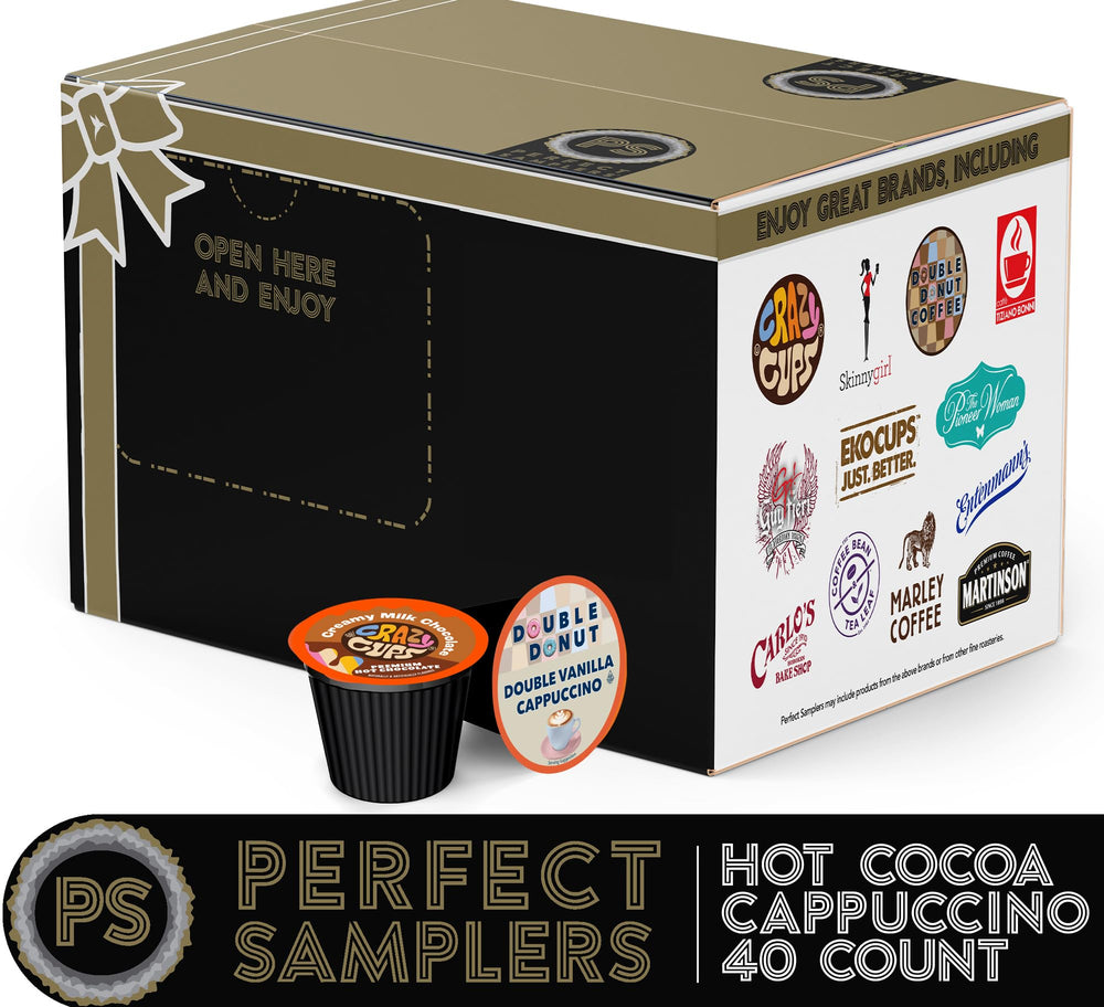 Crazy Cups cappuccino-pods-closeup highlights rich crema and smooth vanilla caramel flavors.