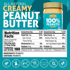 Crazy Richard's creamy peanut butter jar, silky spread for toast and recipes.