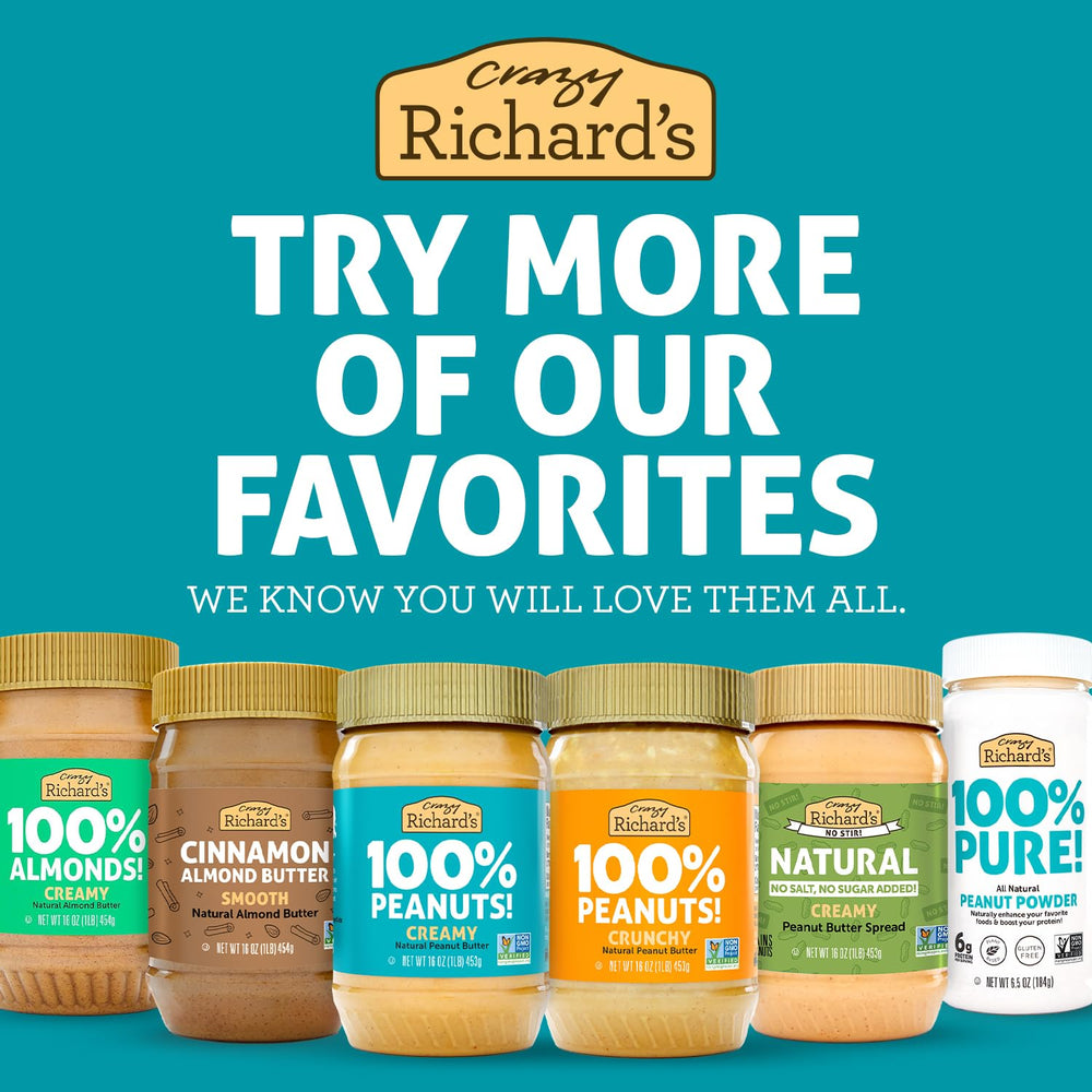 Crazy Richard's double-grind peanuts process preserves flavor without added oils.