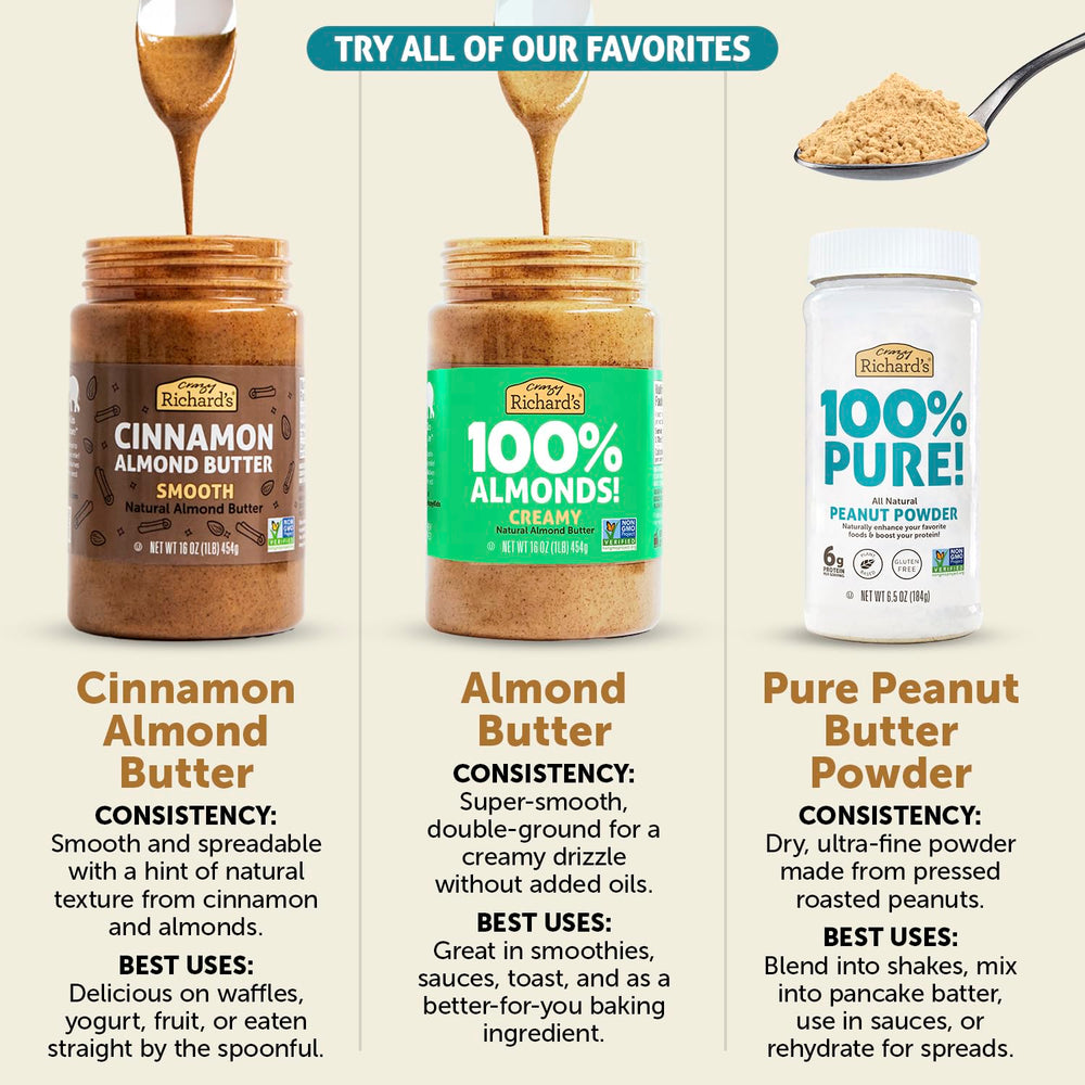 Crazy Richard's gluten-free peanut butter jar for gluten-sensitive kitchens.