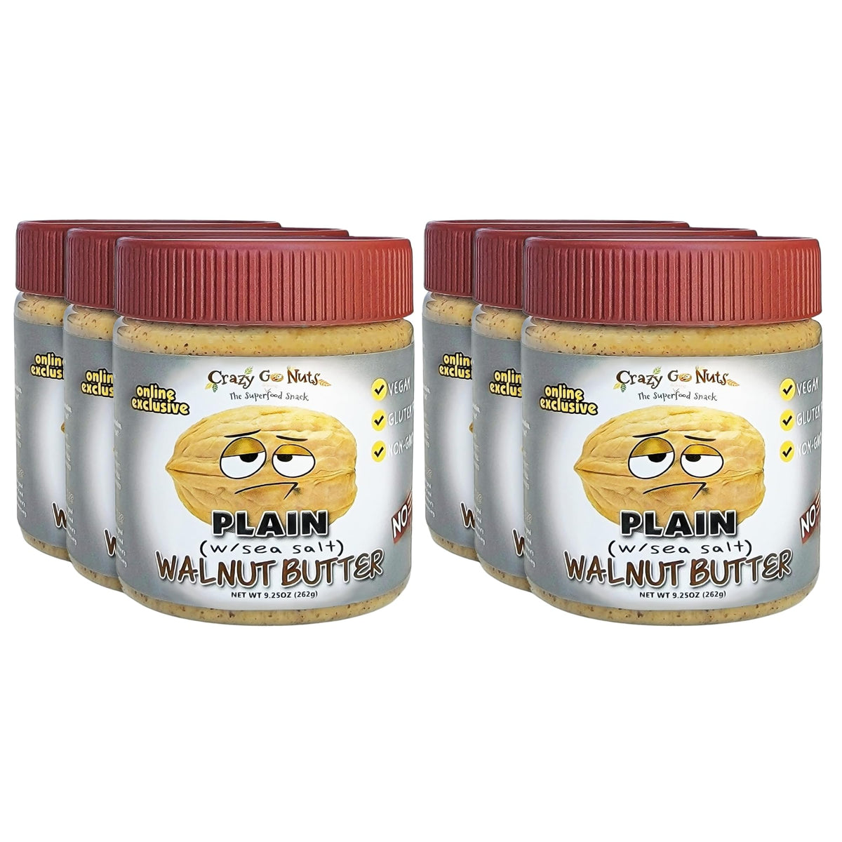 CrazyGoNuts Walnut Butter Plain Sea Salt jar ready to spread on toast
