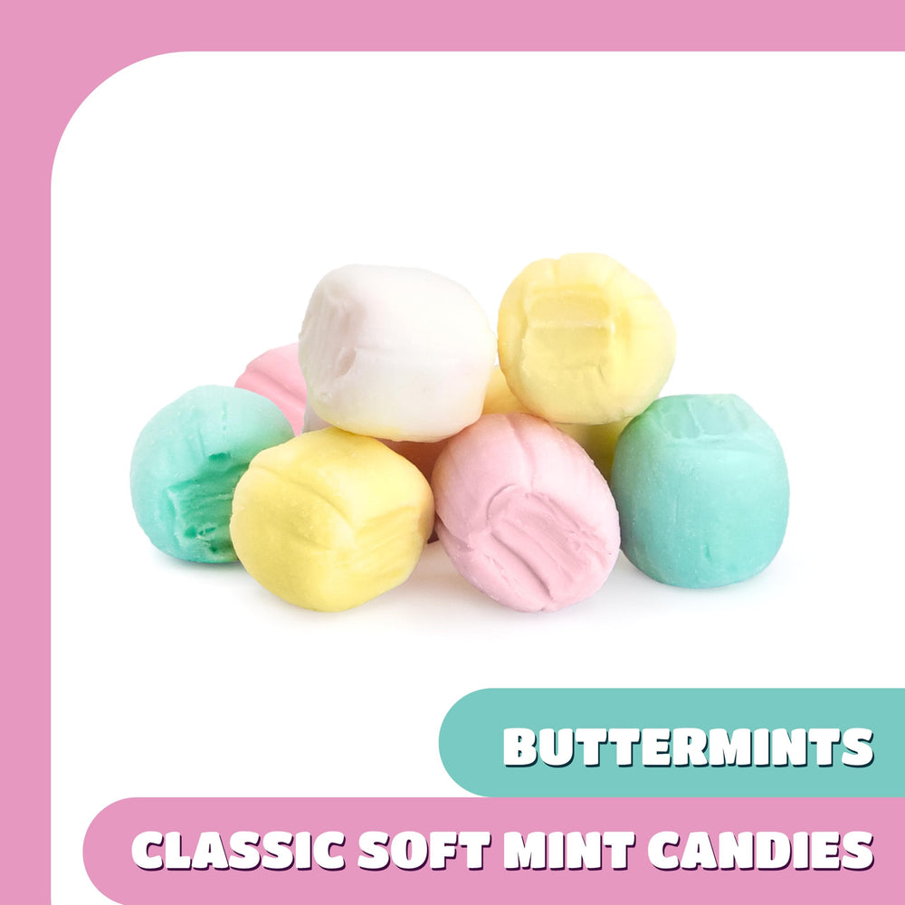 CrazyOutlet Buttermints hospitality setup soft mints in a lobby display for guest refreshments.