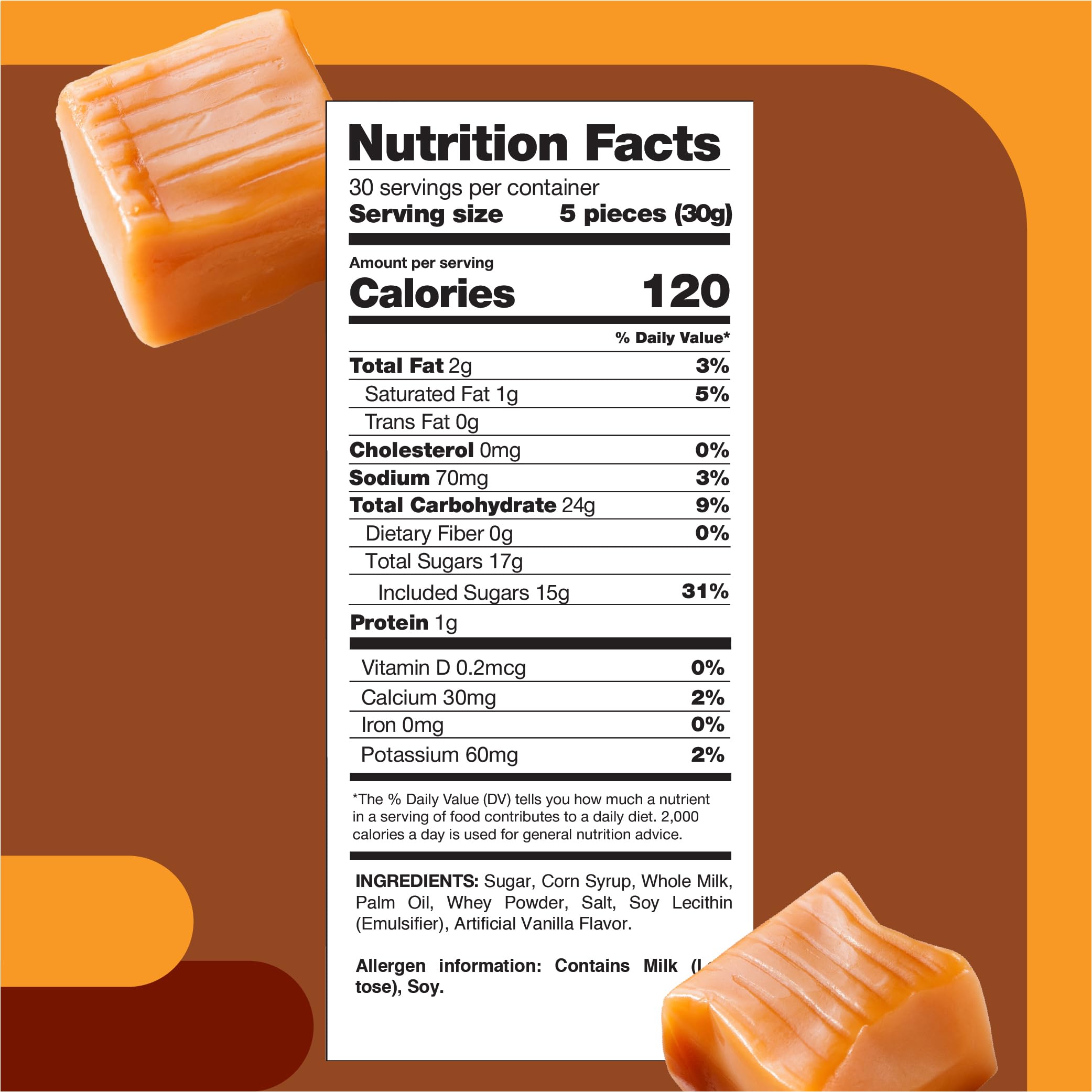 CRAZYOUTLET Caramel Cubes closeup showing creamy vanilla center