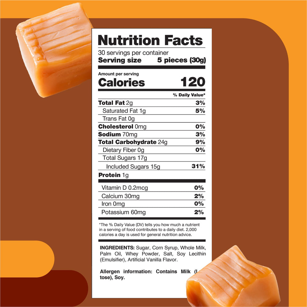 CRAZYOUTLET Caramel Cubes closeup showing creamy vanilla center
