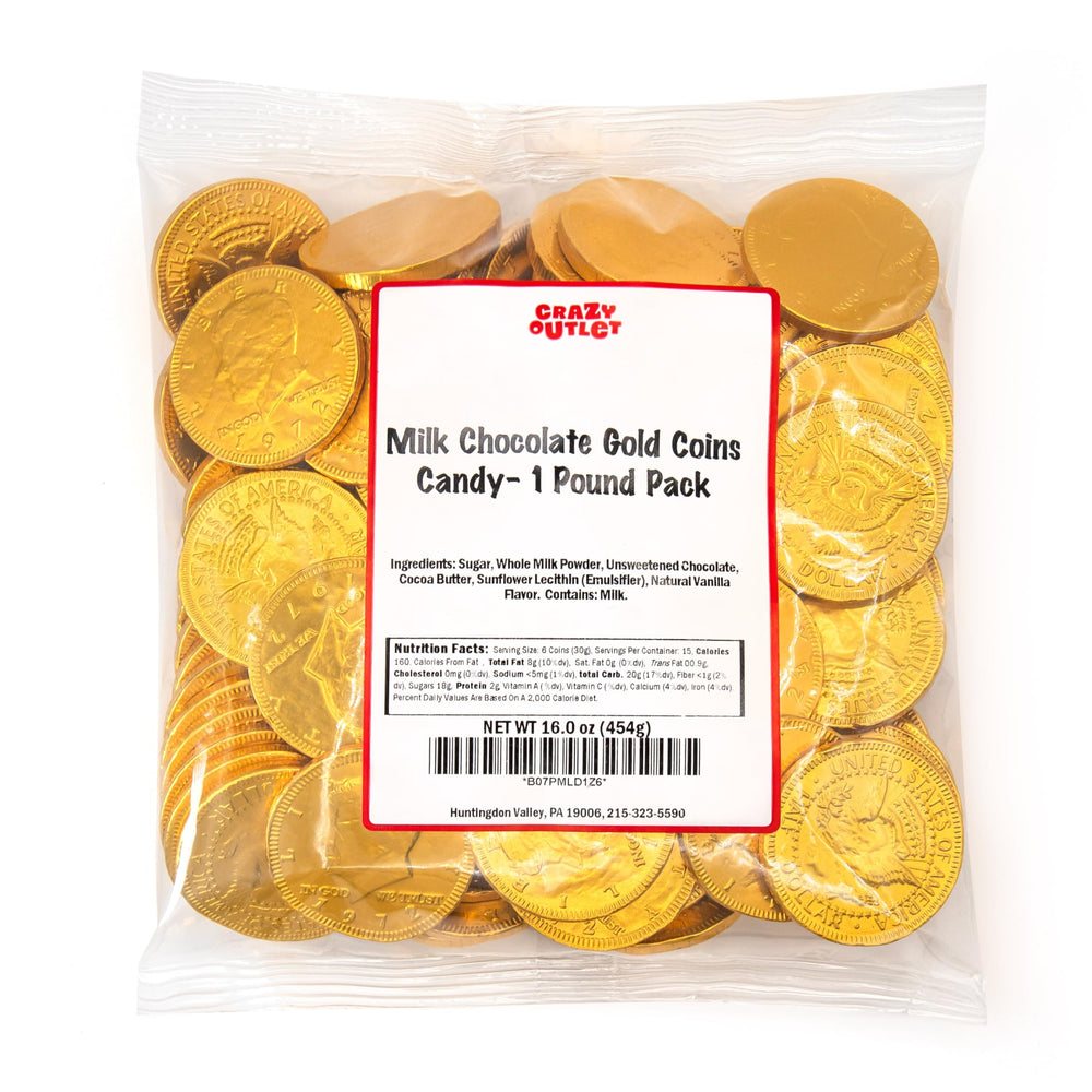 CRAZYOUTLET candy coins enhance buffets with a gold highlight.