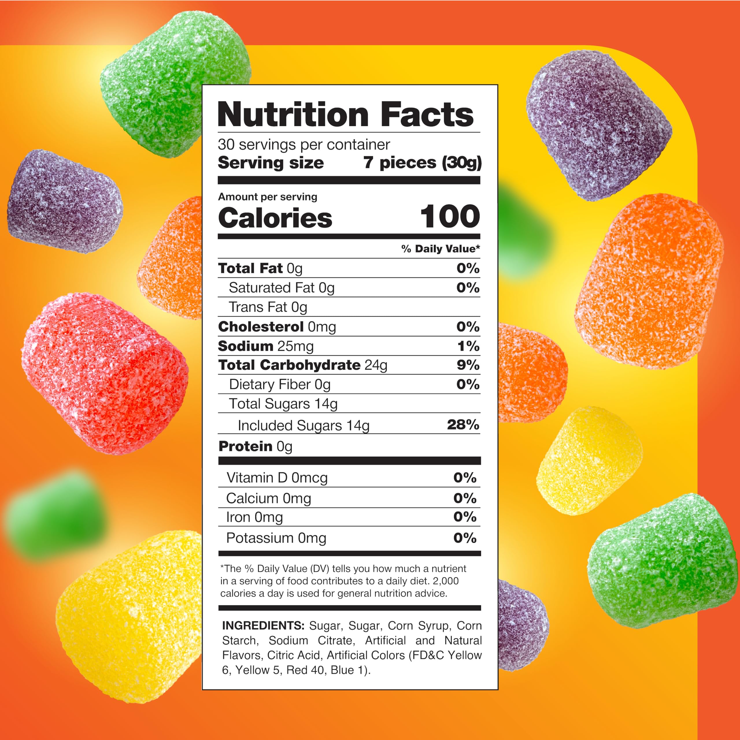 CRAZYOUTLET gum drops assorted fruit flavors close-up for snacking.