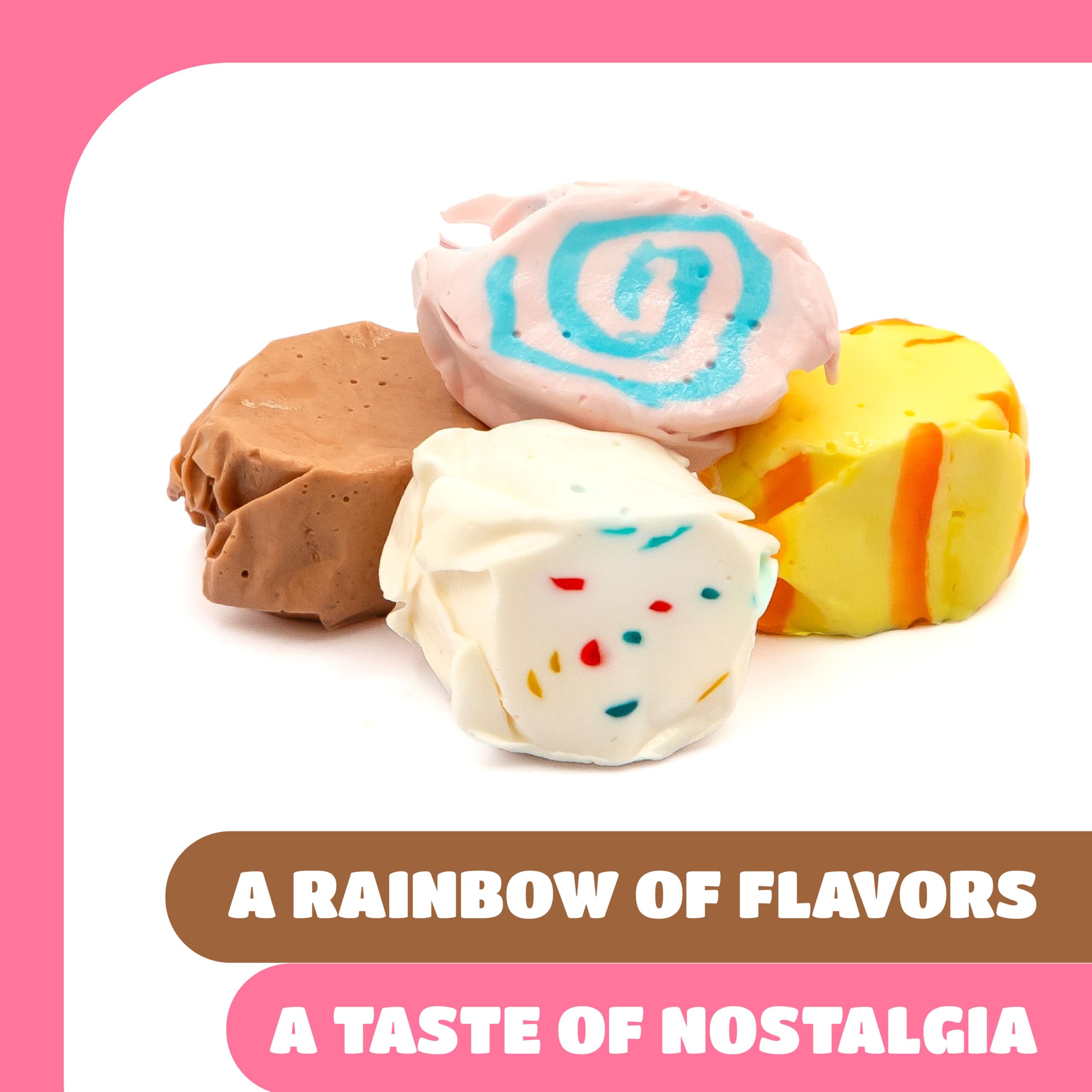 Soft, chewy texture with retro banana and cotton candy flavors.