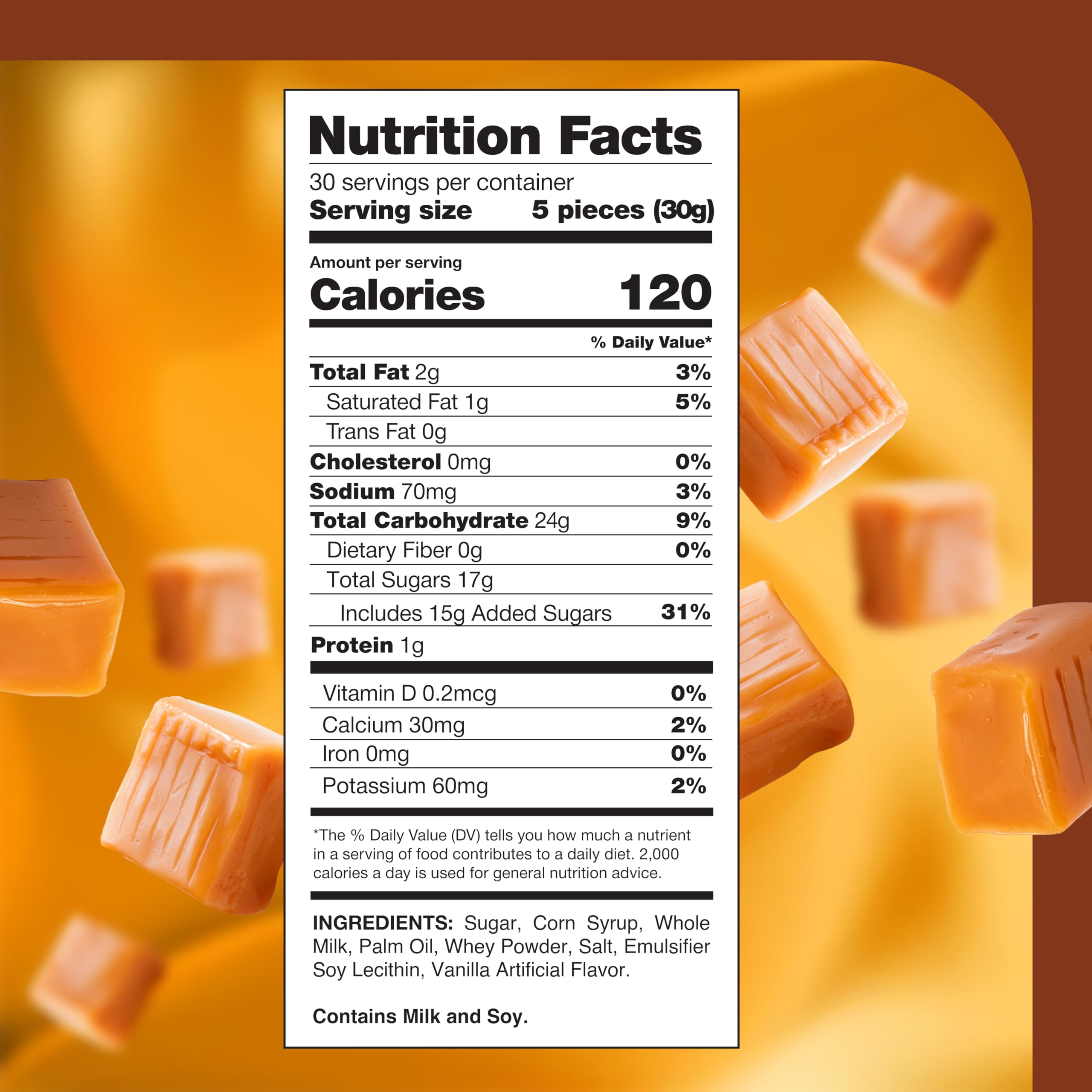 CrazyOutlet vanilla caramel candy in a 150-count container for offices and events.