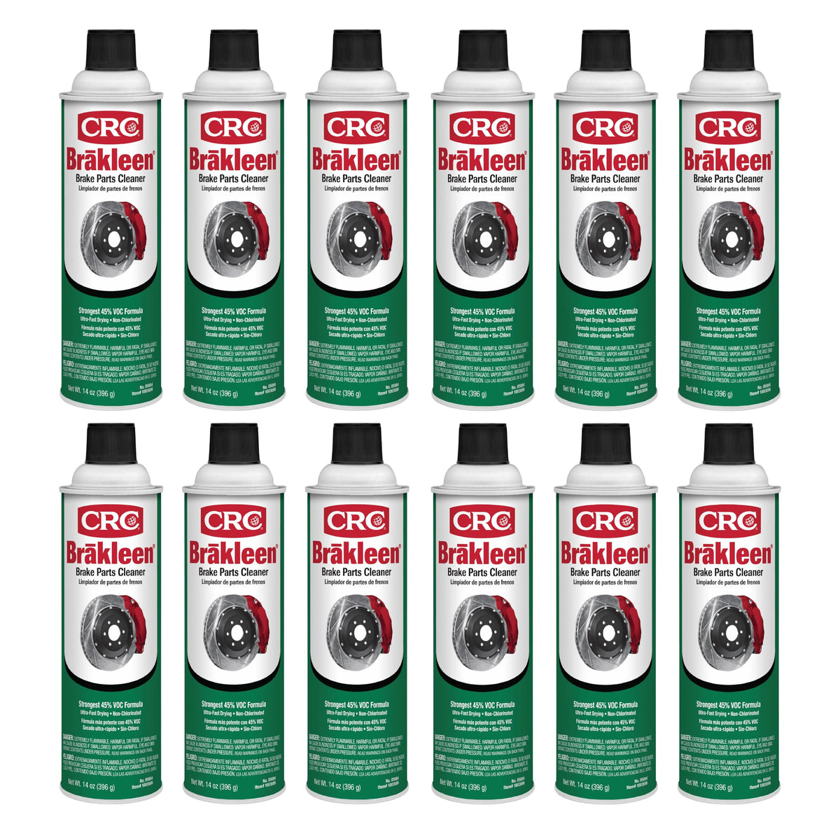 CRC Brakleen 14oz bottle for fast drying brake parts cleaning.