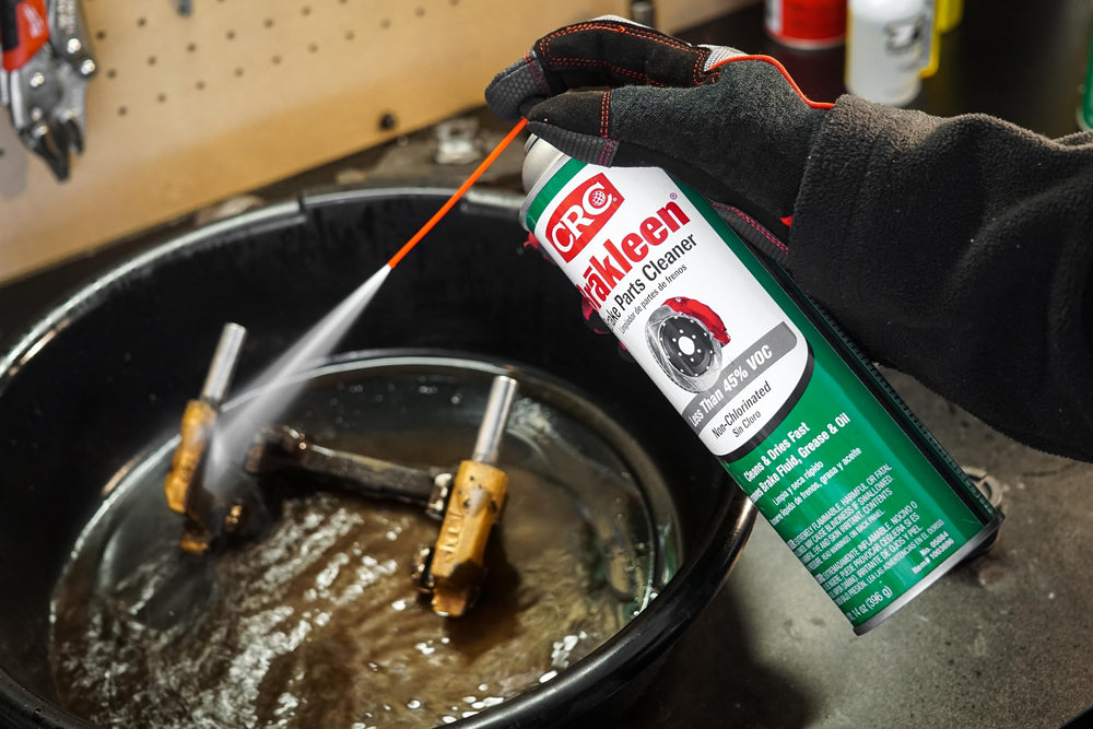 CRC Brakleen cleans brake linings and pads with chlorine-free formula.