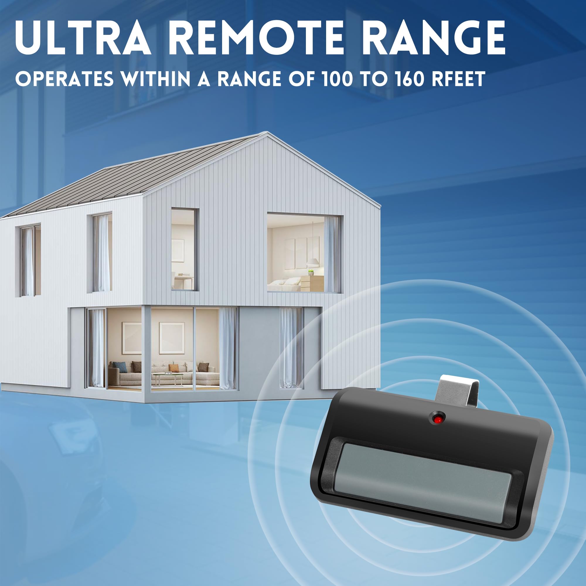 CreaCity remote range image, up to 120 feet for convenient driveway entry.