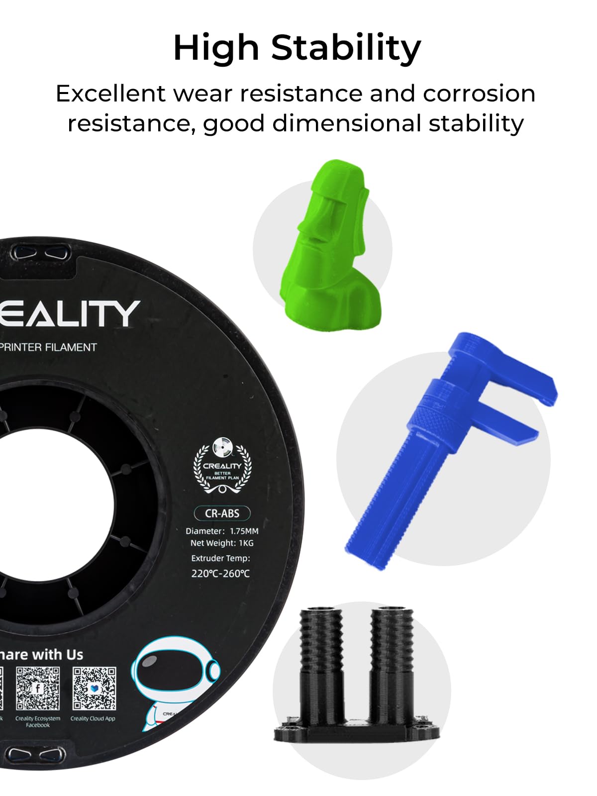 Creality ABS filament close-up texture shows even extrusion and consistent flow