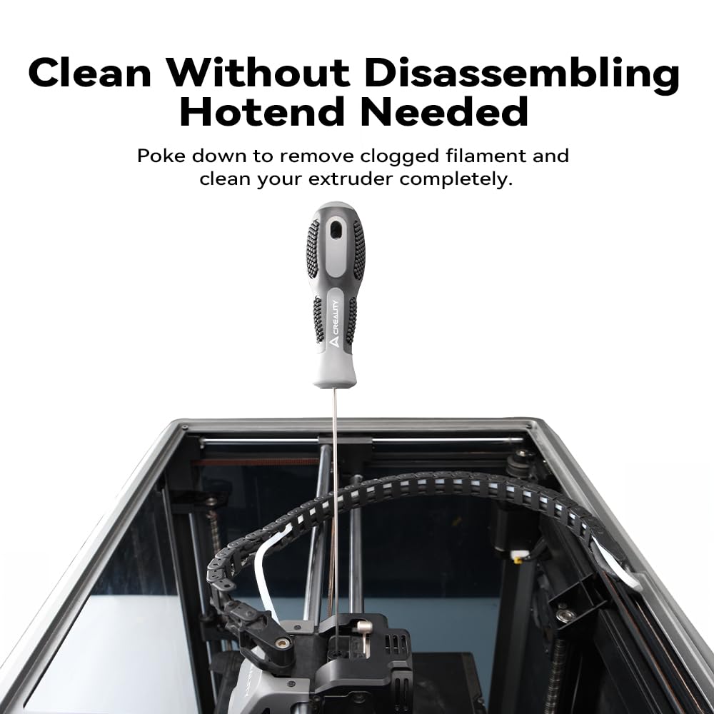 Creality Clog Poke 1-5mm diameter cleans 1.75mm filaments.