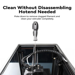 Creality Clog Poke 1-5mm diameter cleans 1.75mm filaments.