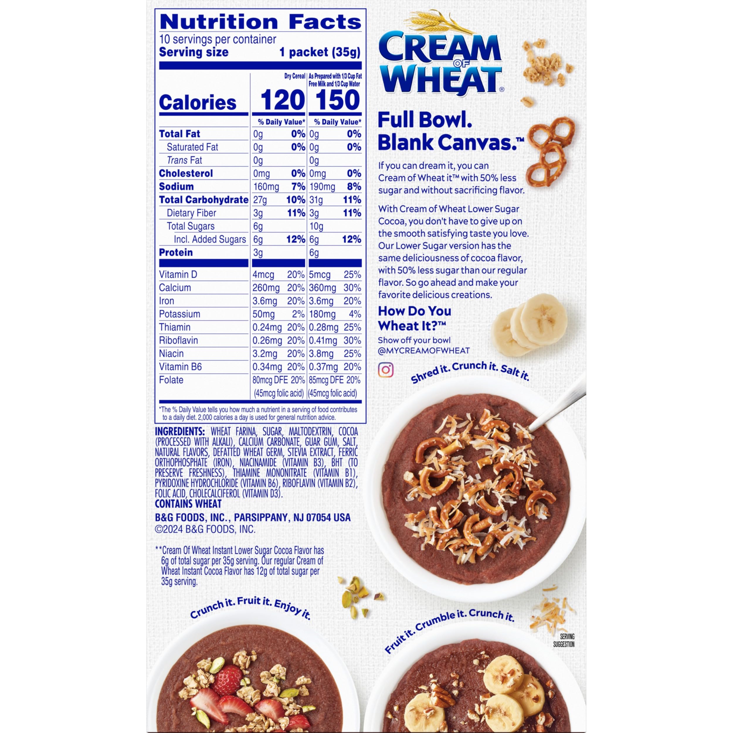 Cream of Wheat Cocoa pour into bowl, creamy texture in minutes.