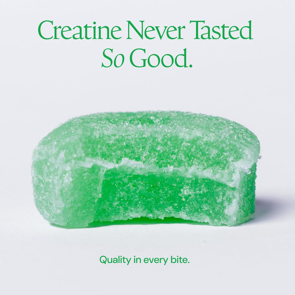Anti-melt formula graphic on Create Gummies for on-the-go workouts.