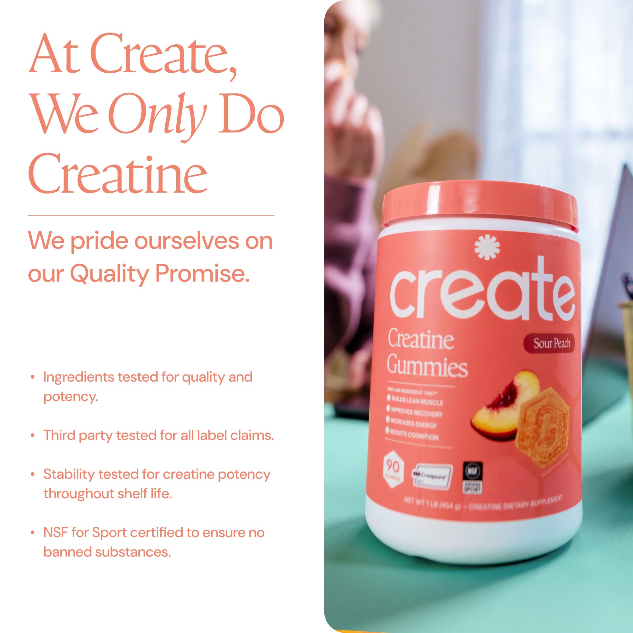 On-the-go lifestyle scene with gummies beside a water bottle