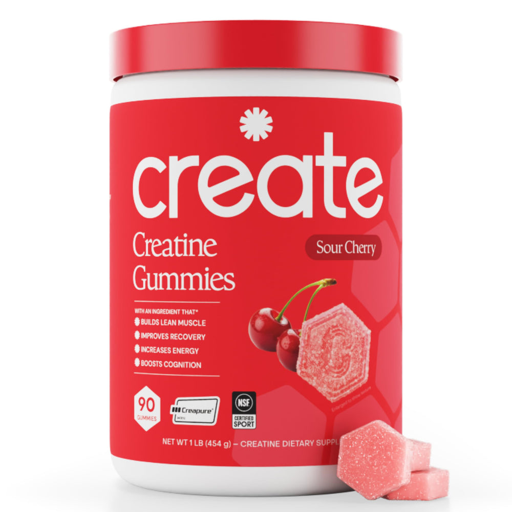 Create orange-flavor gummies bottle offers convenient on-the-go performance support.