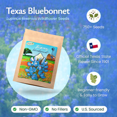 Created By Nature bluebonnet seeds soak-before-plant tip to ease germination.