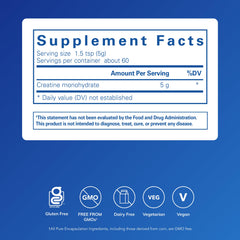 Creatine powder five-gram serving measured for easy pre-workout dosing.